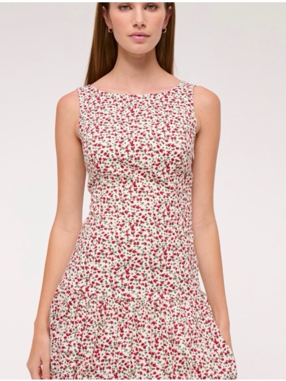 Abercrombie High Neck Bubble Hem Dress in Strawberry Print